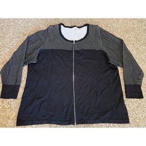 Calvin Klein Women's Full Zip Cardigan Sweater Jacket Scoop Neck Black Size 3X